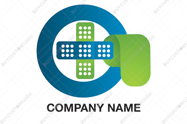 pill bandage and plaster cloth red cross logo