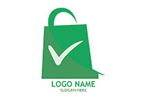 abstract shopping bag with a check mark logo