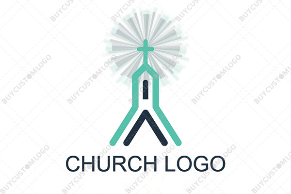 dark blue and cyan church building logo
