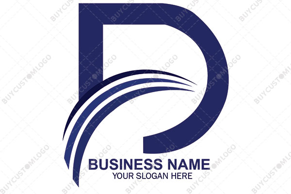 letter D with abstract graph lines logo