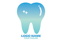 shiny sparkling tooth blue and cyan logo