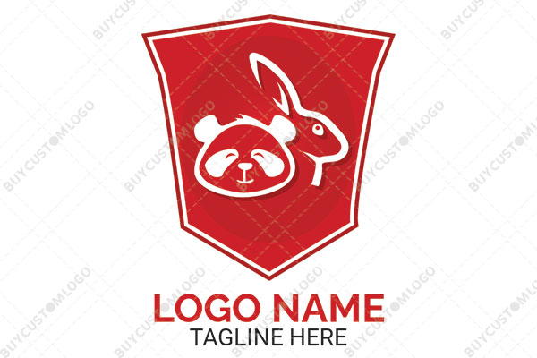 panda and bunny in a shield logo