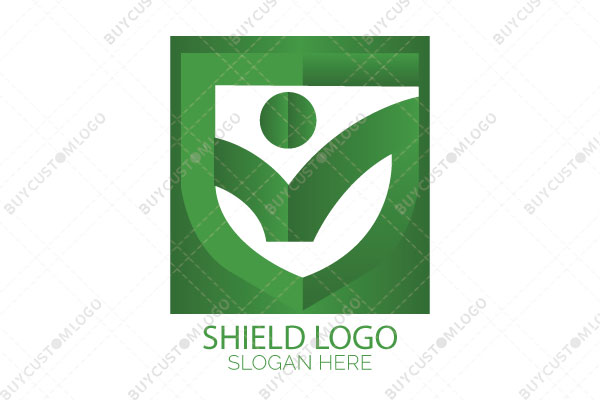 abstract person in a shield logo