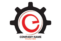 letter e power button and gear logo