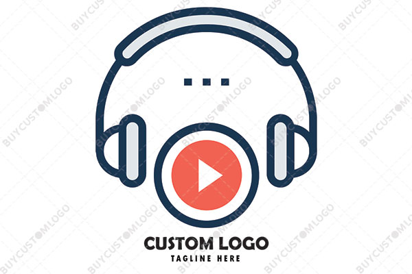 Headphones with a Round Playback Symbol Logo