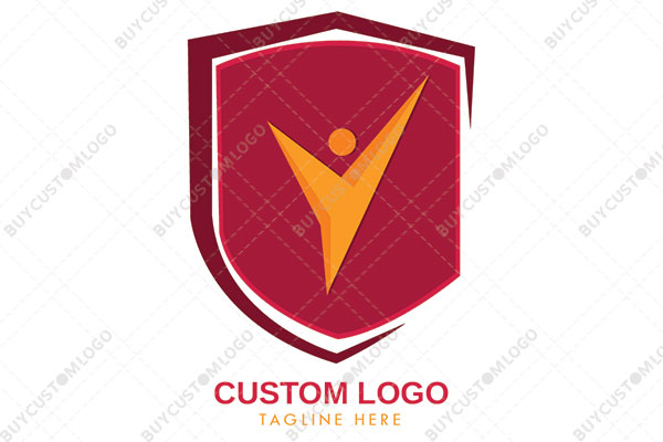 energetic abstract person in a shield logo