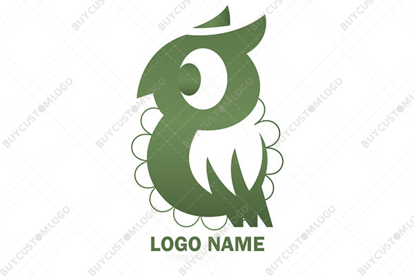 Green staring owl logo