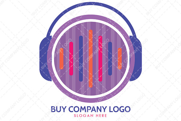 Circle Abstract within it Lines Indicating Music Amplification with Headphones Logo
