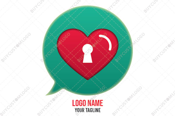 heart keyhole messaging icon logo
