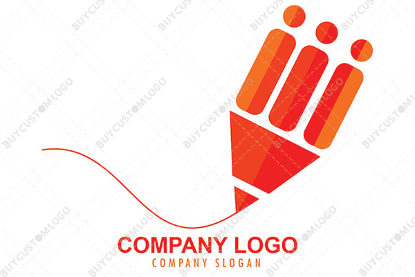 abstract persons, triangle and linework pencil logo