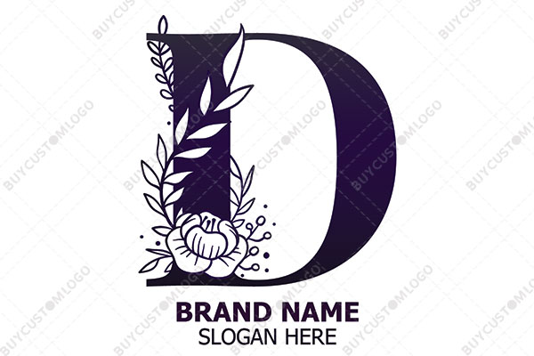 flower and stems letter d logo