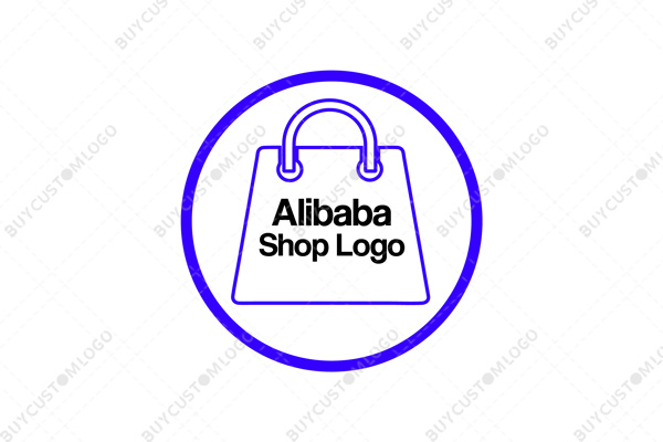 minimalistic royal blue shopping bag logo