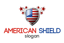 american flag shield with stars logo