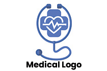 red cross heart ECG lines and stethoscope logo
