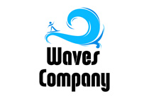 abstract surfer on a returning wave logo