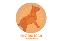 paw, rays and cat in a round seal logo