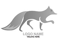 grey metallic pointing fox logo