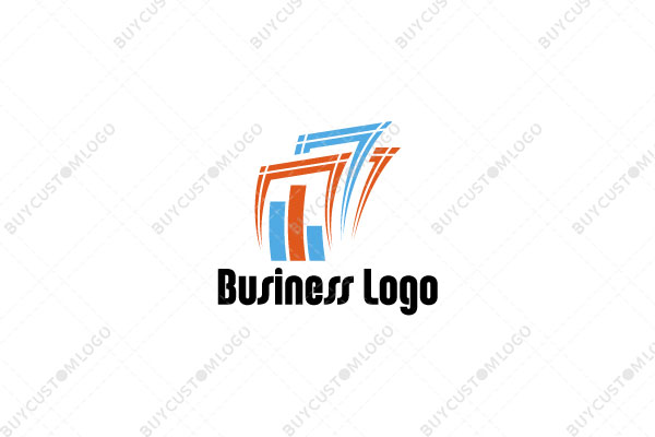 abstract currency notes and bar graph logo