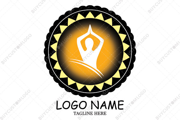 abstract person parvatasana sun badge seal logo