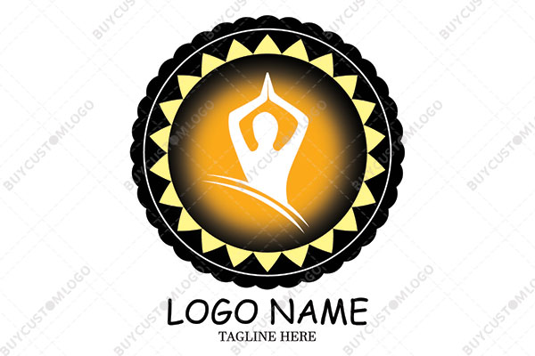 abstract person parvatasana sun badge seal logo
