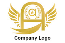 heraldic eagle a letters golden logo