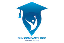 square academic cap with abstract person logo