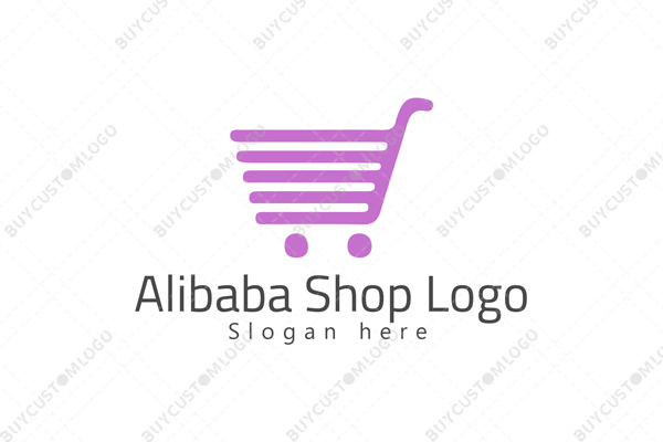 single continuous line shopping cart logo