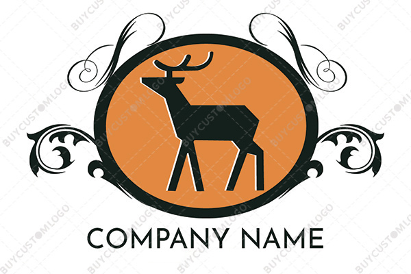orange and black deer sign logo