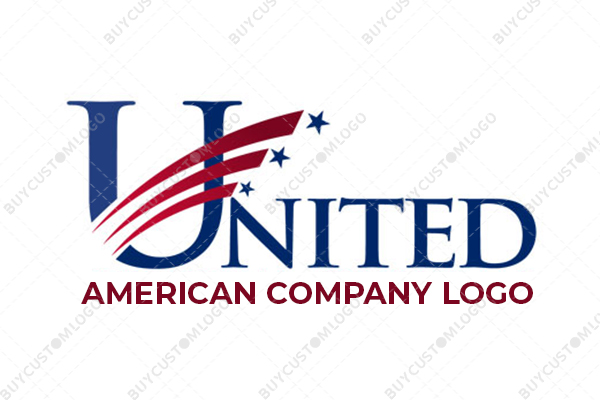 UNITED with thick to thin circular lines and stars logo