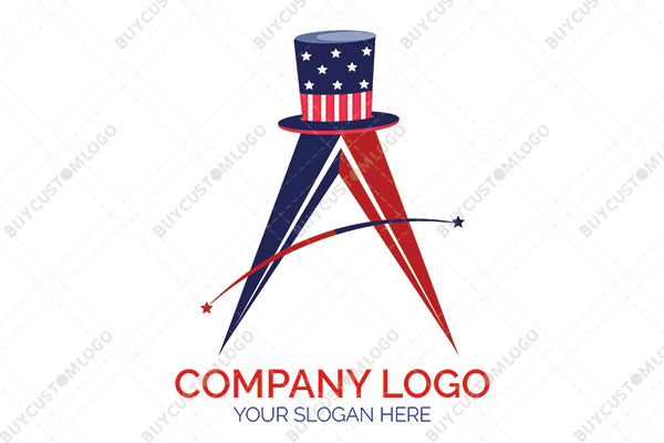 letter a arrowhead and uncle sam hat logo