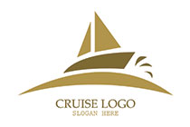 minimalistic sailboat sand golden logo