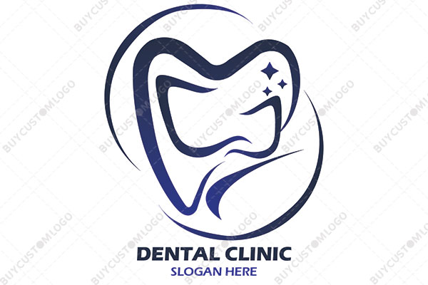 abstract sparkling tooth crescent moon logo