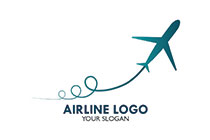 aeroplane with tangled line silhouette style logo