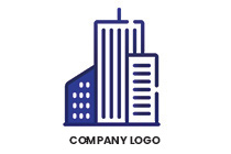 mixed use building blue logo