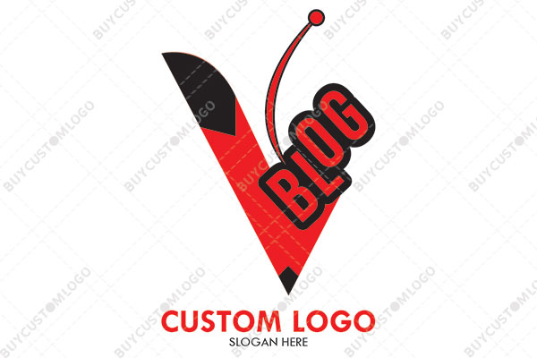 BLOG with abstract pencil and circular line logo