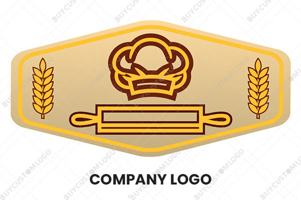 wheat, rolling pin and crown logo