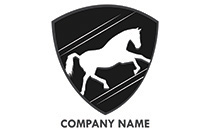 climbing horse in a shield logo