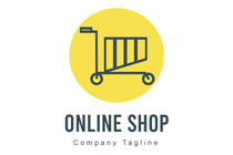 sun and continuous line shopping cart logo