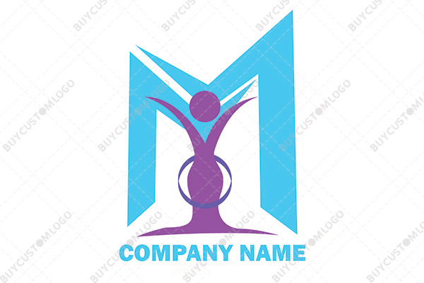m letter abstract female character logo