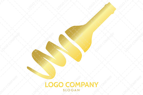 Golden Alcohol Bottle Logo