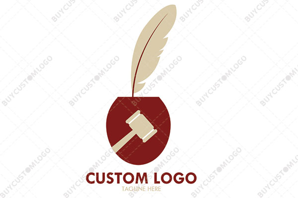 gavel ink pot and quill logo