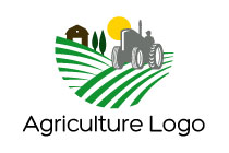 farmer on a tractor in fields logo