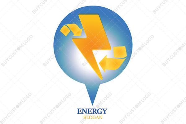 messaging icon with bolt and recycling arrows logo