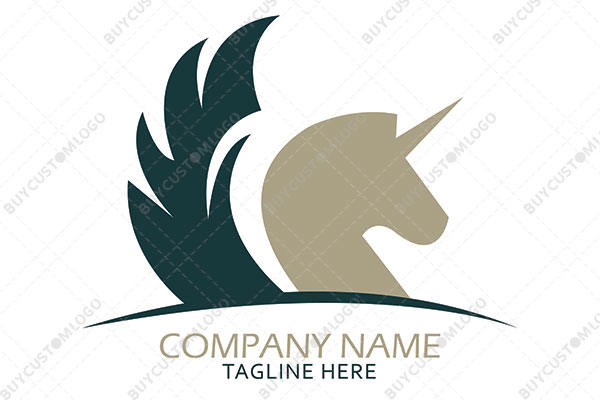 khaki and green abstract unicorn logo