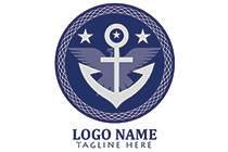 abstract eagle, anchor and stars badge seal logo