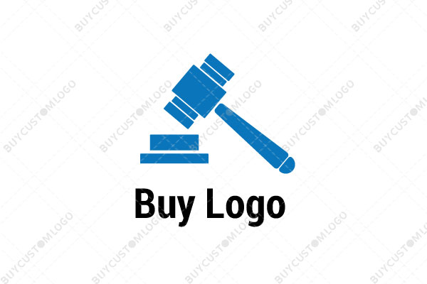 minimalistic blue gavel logo