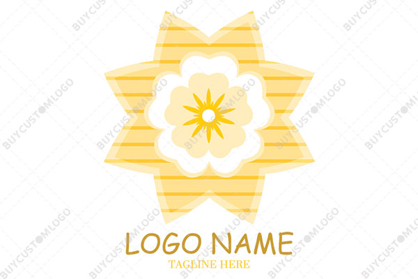 abstract flower in an eight pointed star logo