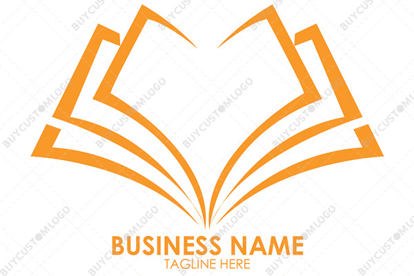 abstract open book orange logo