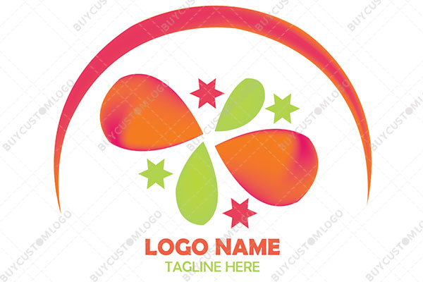 abstract flower petals and stars logo