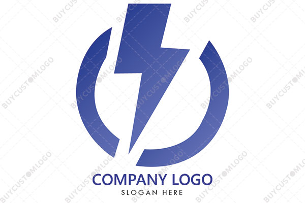 the bolt with circular lines minimalistic blue logo